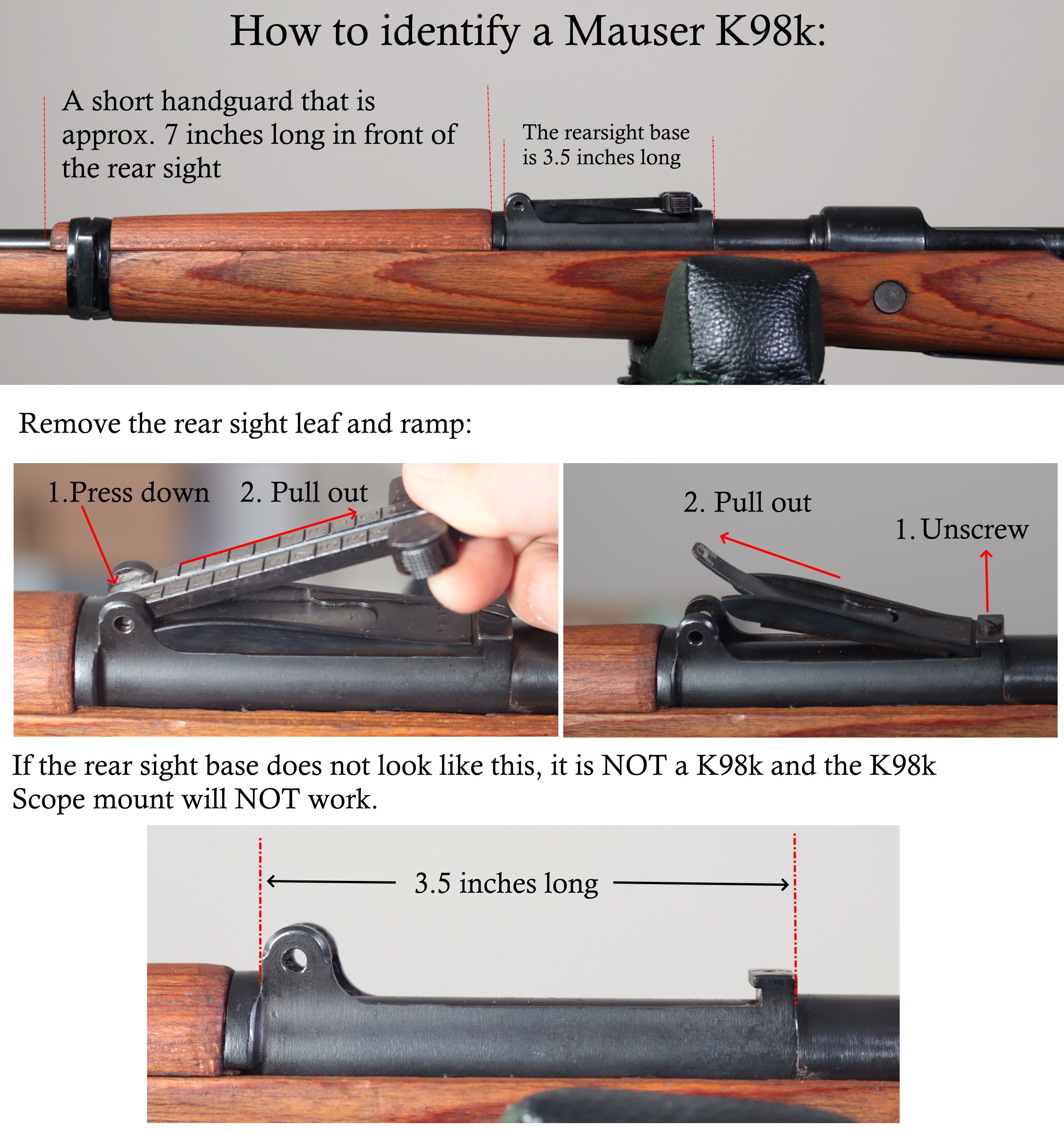 Mauser K98k Scope Mount Ultra Low-profile Full Length No Drill
