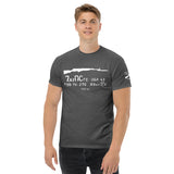 SKS carbine T-shirt with ammo spam can label prints - light font