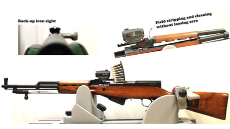 SKS low-profile NDT red dot mount Gen 3 with back-up iron sight